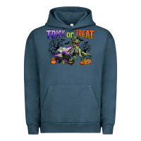 Pigment Midnight Navy trick or treat with monster truck and t rex Urban Hoodie - CowGirlArtShop