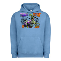 Pigment Pebble Blue trick or treat with monster truck and t rex Urban Hoodie - CowGirlArtShop