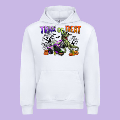 Trick Or Treat With Monster Truck And T Rex Urban Hoodie Designed By Cowgirlartshop