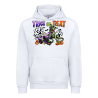White trick or treat with monster truck and t rex Urban Hoodie - CowGirlArtShop