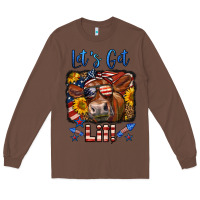 Chestnut let's get lit 4th of july cow Long Sleeve Tee - LillyAllenDesigns