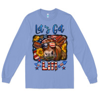 Colony Blue let's get lit 4th of july cow Long Sleeve Tee - LillyAllenDesigns