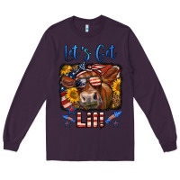 Plum let's get lit 4th of july cow Long Sleeve Tee - LillyAllenDesigns