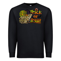 Black Trick Or Treat With Frog Premium Sweatshirt - LillyAllenDesigns
