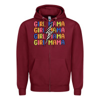 Burgundy girl mama lightning bolt Zipper Hoodie - MaliasSmallBusiness