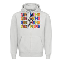 Dove Grey girl mama lightning bolt Zipper Hoodie - MaliasSmallBusiness