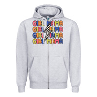 Heather Grey girl mama lightning bolt Zipper Hoodie - MaliasSmallBusiness