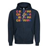 Navy girl mama lightning bolt Zipper Hoodie - MaliasSmallBusiness