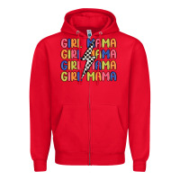 Red girl mama lightning bolt Zipper Hoodie - MaliasSmallBusiness