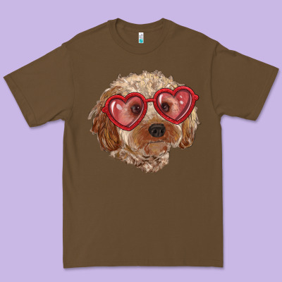 Premium Tee toy poodle with love glasses