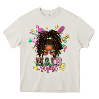 Cream afro locs hair stylist messy bun tbw Heavy Core Tee - texasbilliewilder
