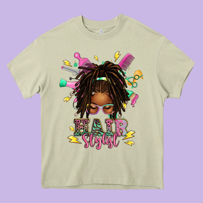 Afro Locs Hair Stylist Messy Bun Tbw Heavy Core Tee Designed By Texasbilliewilder