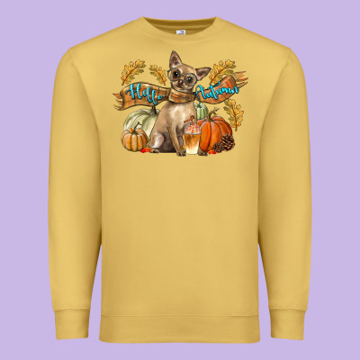 Hello Autumn With Chihuahua Dog Premium Sweatshirt Designed By Lillyallendesigns