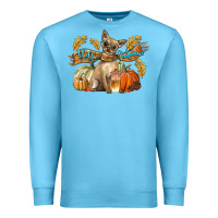 Ocean Blue Hello Autumn With Chihuahua Dog Premium Sweatshirt - LillyAllenDesigns