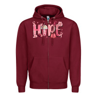 Burgundy breast cancer awareness hope Zipper Hoodie - MaliasSmallBusiness