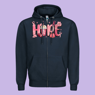 Breast Cancer Awareness Hope Zipper Hoodie Designed By Maliassmallbusiness