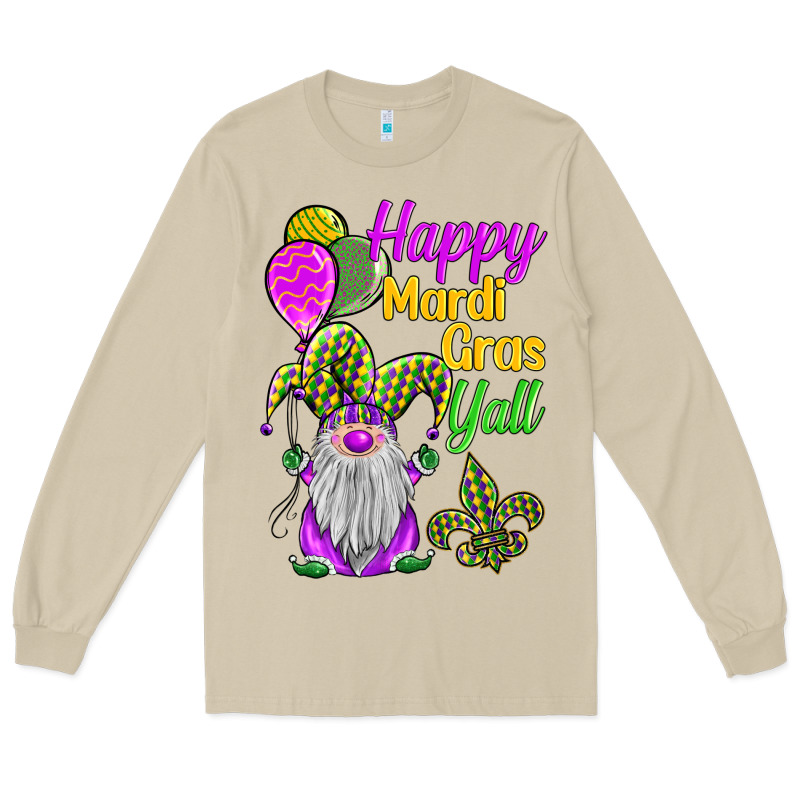 Happy Mardi Gras Y'all Long Sleeve Tee by BarkalooDesign | Teevron