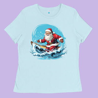 Happy Santa Ladies Tee Designed By Unal Design
