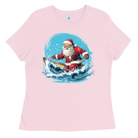 Bubblegum Pink happy santa Ladies Tee - Unal Design