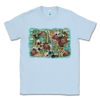 Dusty Blue cactus cowboy hat background Classic Tee - AdoDesignShop