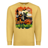 Antique Gold Happy Halloween With Black Cat Premium Sweatshirt - LillyAllenDesigns