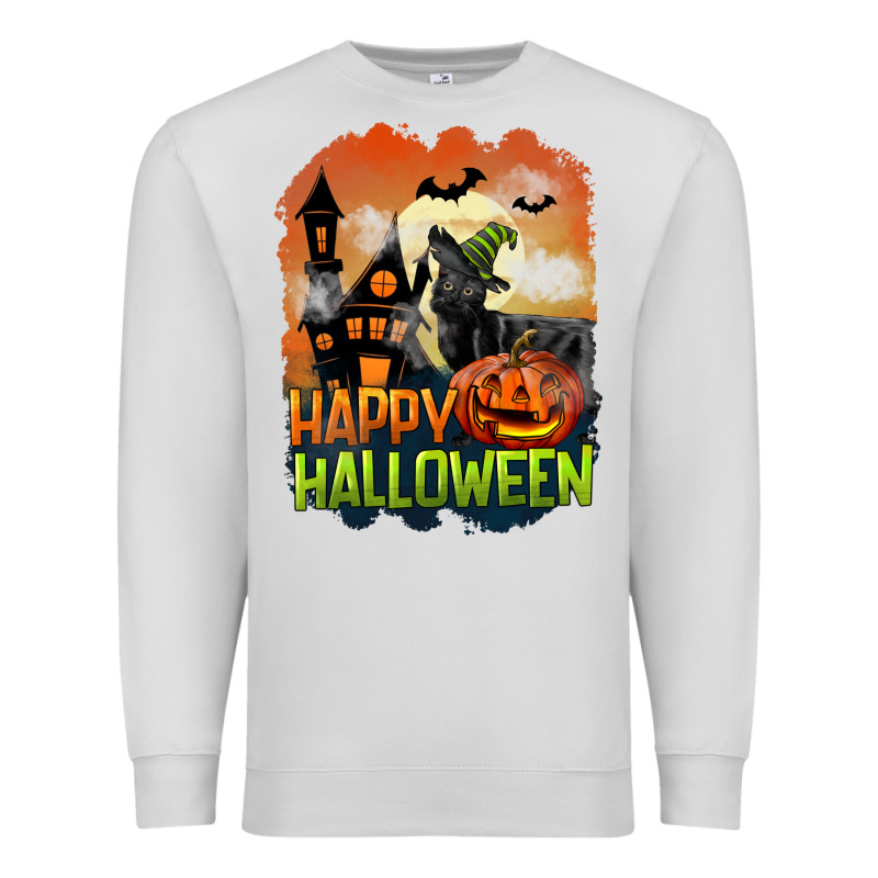 Happy Halloween With Black Cat Premium Sweatshirt by LillyAllenDesigns | Teevron