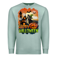 Seafoam Happy Halloween With Black Cat Premium Sweatshirt - LillyAllenDesigns