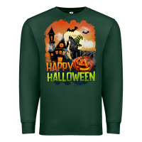 Sports Green Happy Halloween With Black Cat Premium Sweatshirt - LillyAllenDesigns