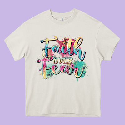 Faith Over Fear Heavy Core Tee Designed By Zillion Design Studio