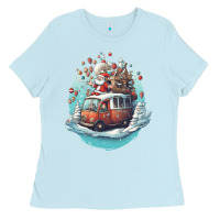 Baby Blue happy santa Ladies Tee - Unal Design