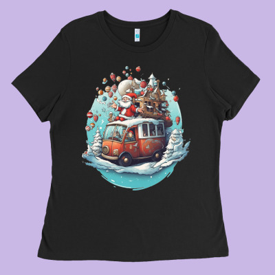 Happy Santa Ladies Tee Designed By Unal Design