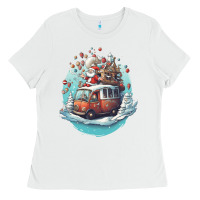 White happy santa Ladies Tee - Unal Design