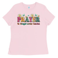 Bubblegum Pink prayer the strongest wireless connection Ladies Tee - JahusDesignShop