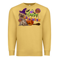 Antique Gold Happy Halloween With Yorkshire Terrier Dog Premium Sweatshirt - LillyAllenDesigns
