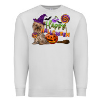 Dove Grey Happy Halloween With Yorkshire Terrier Dog Premium Sweatshirt - LillyAllenDesigns