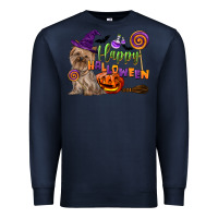 Navy Happy Halloween With Yorkshire Terrier Dog Premium Sweatshirt - LillyAllenDesigns