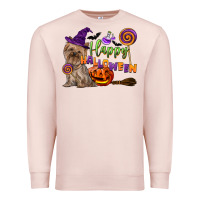 Pale Pink Happy Halloween With Yorkshire Terrier Dog Premium Sweatshirt - LillyAllenDesigns