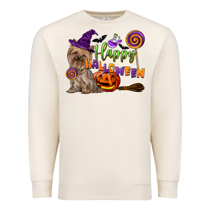 Happy Halloween With Yorkshire Terrier Dog Premium Sweatshirt by LillyAllenDesigns | Teevron