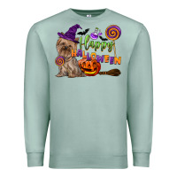 Seafoam Happy Halloween With Yorkshire Terrier Dog Premium Sweatshirt - LillyAllenDesigns