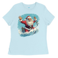 Baby Blue happy santa Ladies Tee - Unal Design