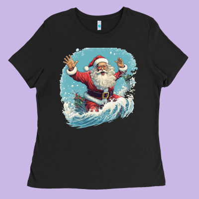 Happy Santa Ladies Tee Designed By Unal Design