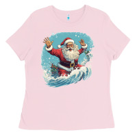 Bubblegum Pink happy santa Ladies Tee - Unal Design
