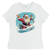 White happy santa Ladies Tee - Unal Design