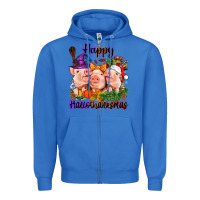 True Royal Happy Hallothanksmas Pigs Zipper Hoodie - NancyCooperArtShop