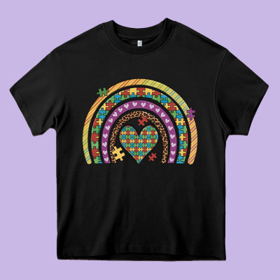 Autism Awareness Heart Leopard Rainbow Heavy Core Tee Designed By Artiststas