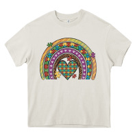 Cream autism awareness heart leopard rainbow Heavy Core Tee - Artiststas
