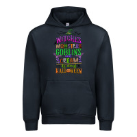 Navy witches monsters goblins and screams its almost halloween Urban Hoodie - CowGirlArtShop