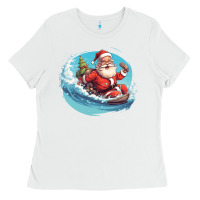 White surf happy santa Ladies Tee - Unal Design
