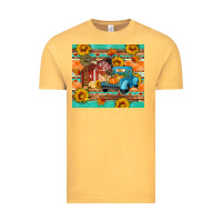 Vintage Mustard Farm life fall barn and truck Vintage Tee - Artiststas