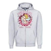Heather Grey cupid co Zipper Hoodie - MaliasSmallBusiness